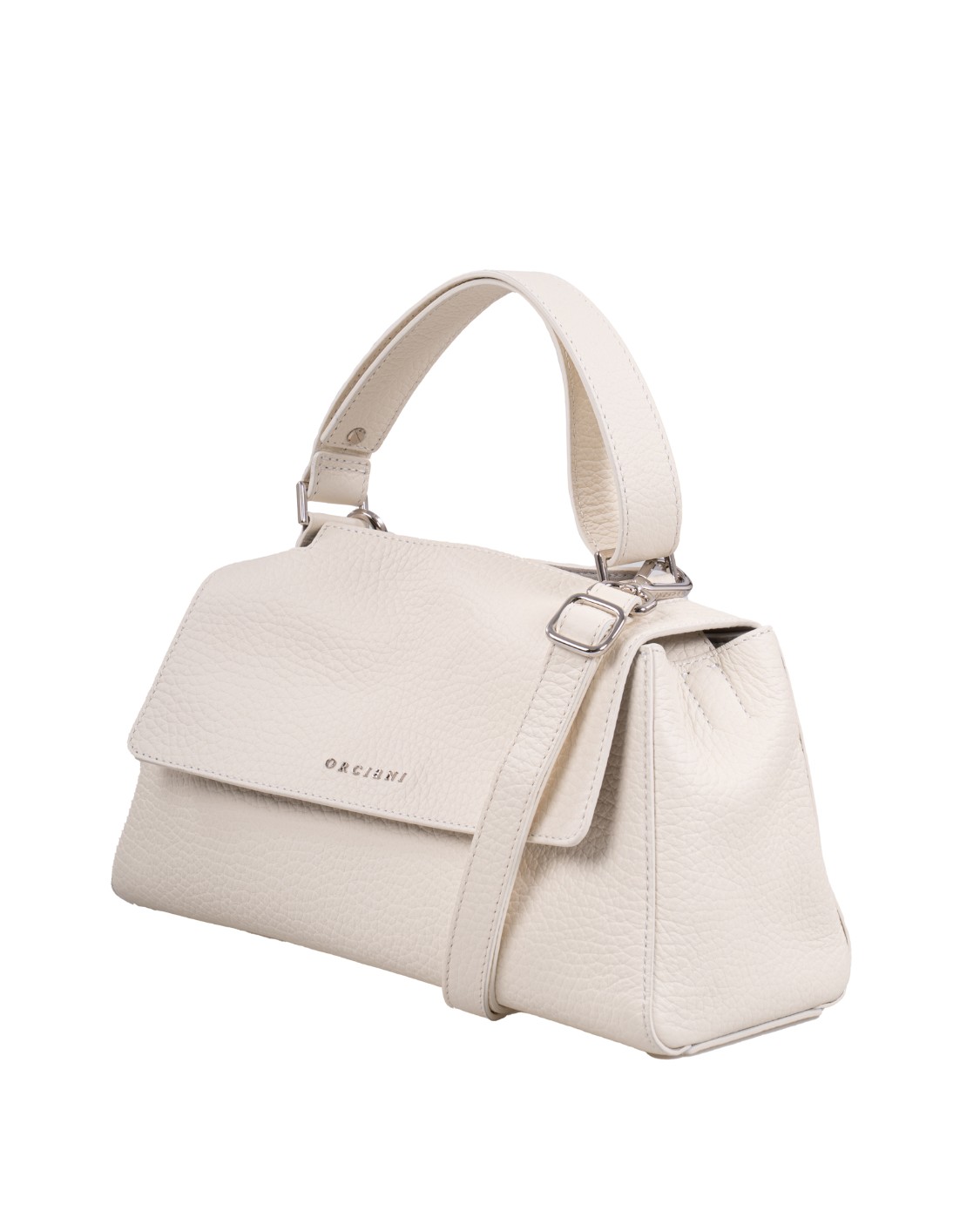 shop ORCIANI  Borsa: Orciani borsa Sveva Longuette Sense in pelle con tracolla.
Dimensioni: 34cm x 18cm x 14cm.
Tre tasche interne, di cui una con zip.
Chiusura con patta con bottone magnetico.
Apertura a scomparsa sulla parte alta della patta, tracolla di servizio regolabile e rimovibile.
Dettagli in pelle martellata, finitura palladio.
Composizione: 100% Pelle.
Fabbricata in Italia.. B02159 SOF-BIANCO number 3383664